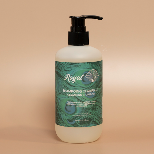 ROYAL Clarifying Shampoo 300 ml bottle photographed against a beige background.