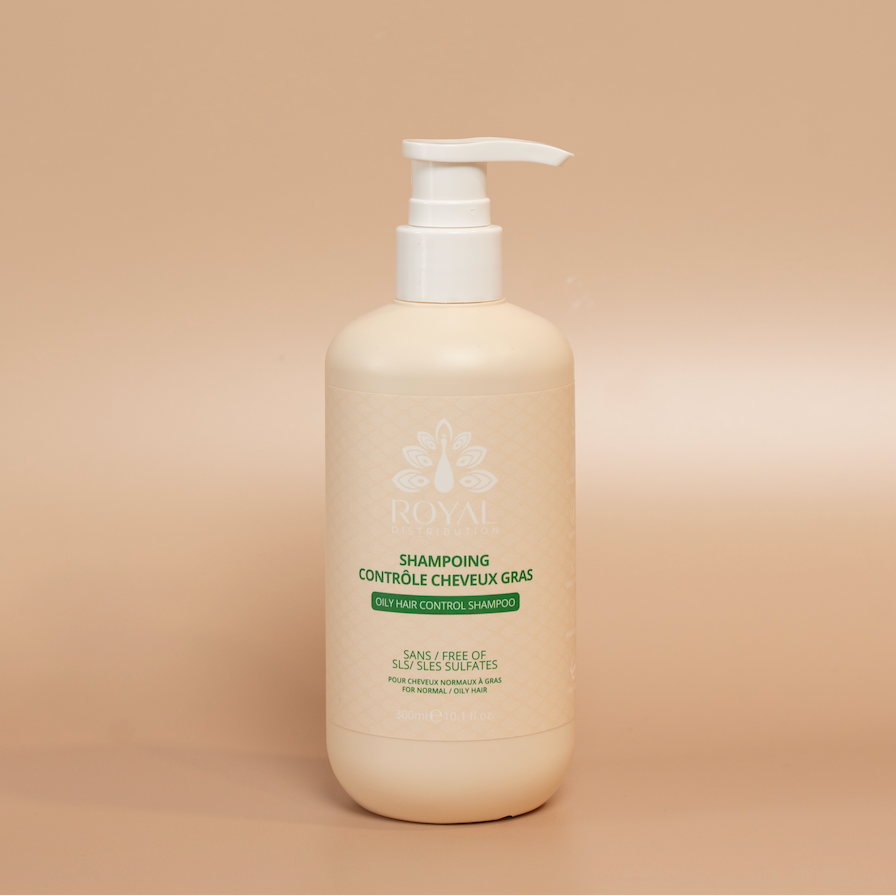 ROYAL Balance Shampoo 300 ml bottle photographed against a beige background.