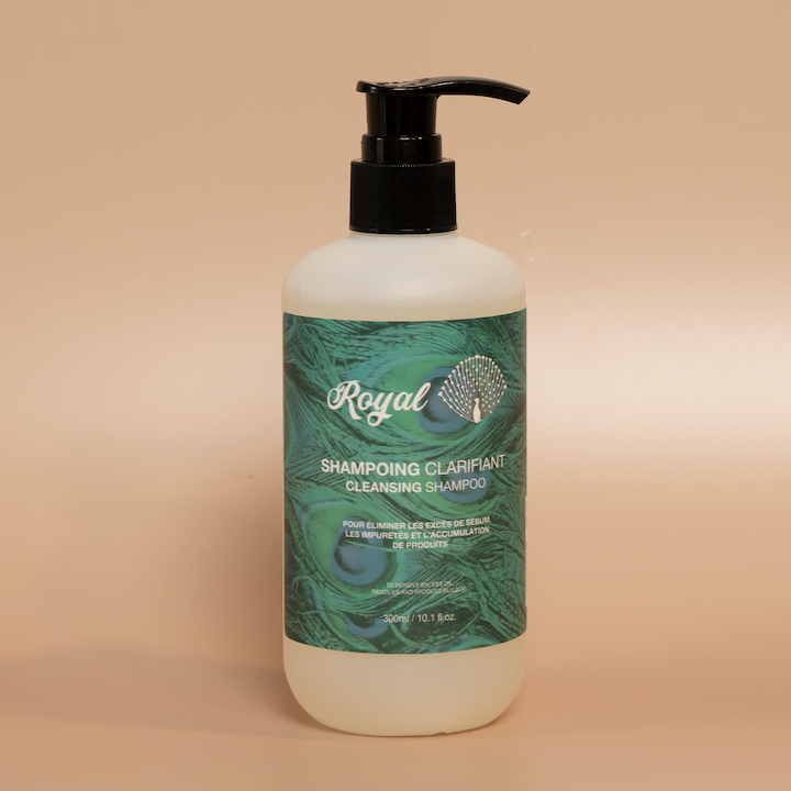 ROYAL Clarifying Shampoo 300 ml bottle photographed against a beige background.