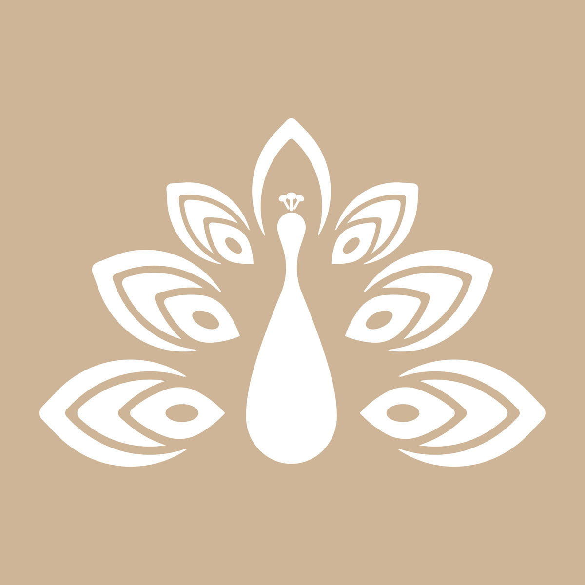 White ROYAL logo featuring a stylized peacock on a beige background, used to illustrate the ROYAL gift card.