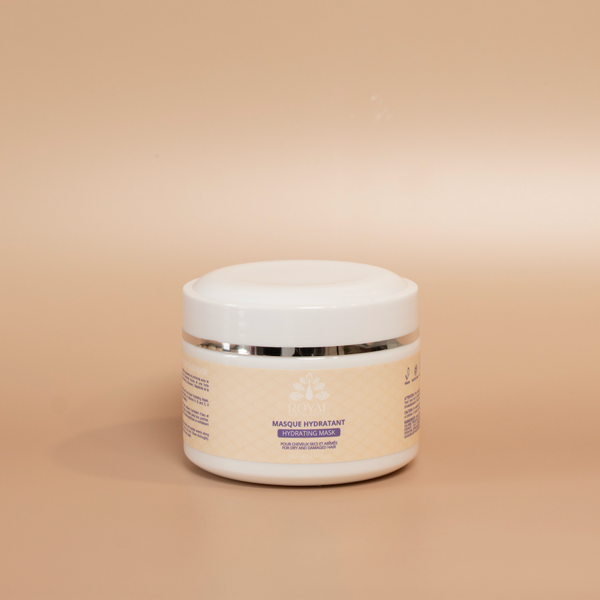 ROYAL Hydrating Hair Mask container photographed against a beige background.