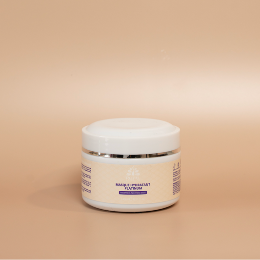 ROYAL Platinum Hydrating Hair Mask container photographed against a beige background.