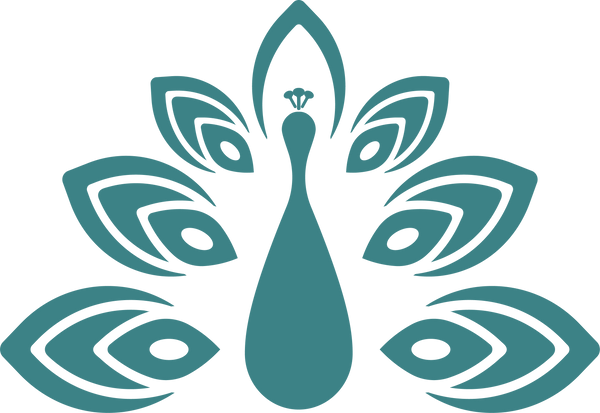 Turquoise ROYAL peacock emblem displayed on its own.